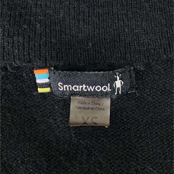 SMARTWOOL Dacono Ski Full Zip Sweater XS Black Grey Stripe Merino Wool Blend EUC - Picture 6 of 9